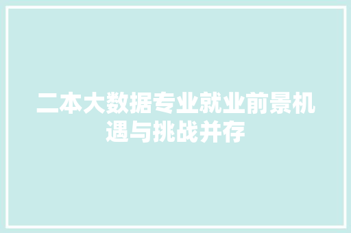 二本大数据专业就业前景机遇与挑战并存