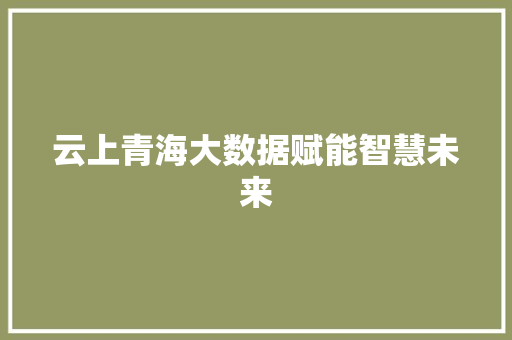 云上青海大数据赋能智慧未来 建站教程