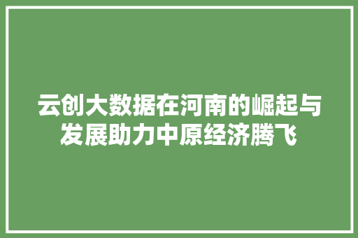 云创大数据在河南的崛起与发展助力中原经济腾飞 友链在线