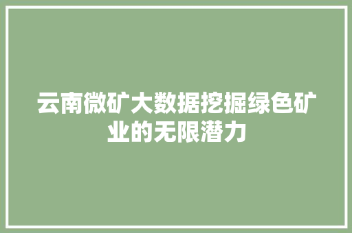 云南微矿大数据挖掘绿色矿业的无限潜力 建站教程