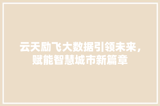 云天励飞大数据引领未来，赋能智慧城市新篇章