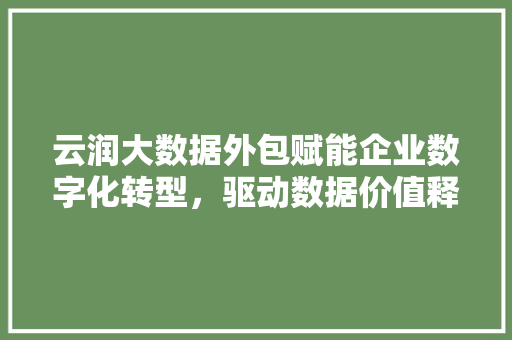 云润大数据外包赋能企业数字化转型，驱动数据价值释放