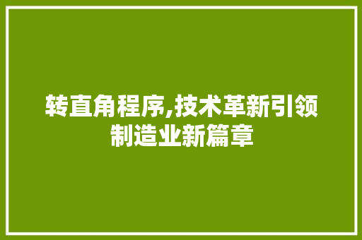 转直角程序,技术革新引领制造业新篇章