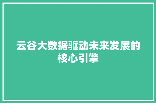 云谷大数据驱动未来发展的核心引擎