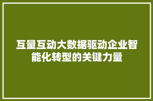 互量互动大数据驱动企业智能化转型的关键力量