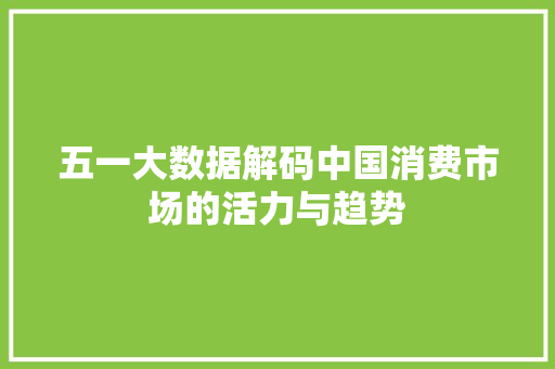 五一大数据解码中国消费市场的活力与趋势