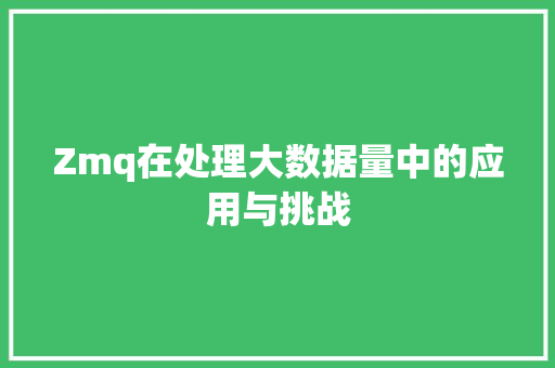 Zmq在处理大数据量中的应用与挑战