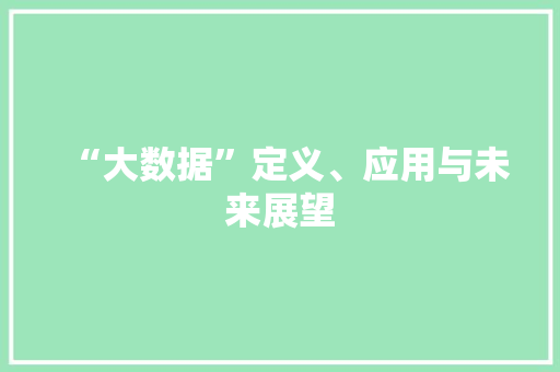“大数据”定义、应用与未来展望