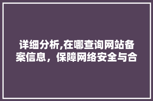 详细分析,在哪查询网站备案信息，保障网络安全与合法权益