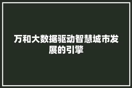 万和大数据驱动智慧城市发展的引擎