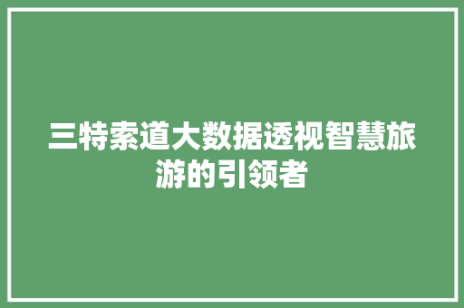 三特索道大数据透视智慧旅游的引领者 建站教程
