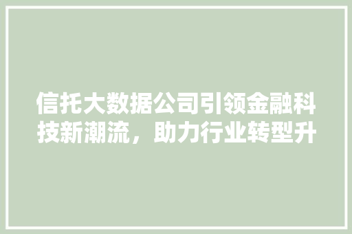 信托大数据公司引领金融科技新潮流，助力行业转型升级