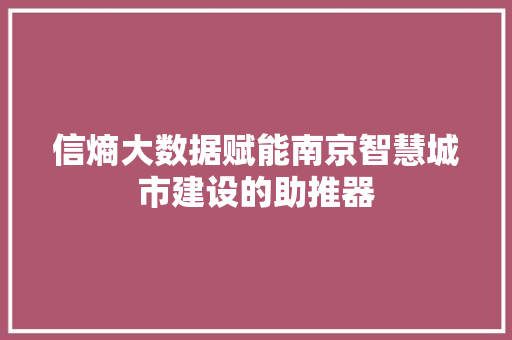 信熵大数据赋能南京智慧城市建设的助推器 友链在线