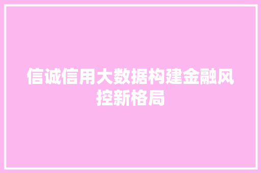 信诚信用大数据构建金融风控新格局 服务器/数据库