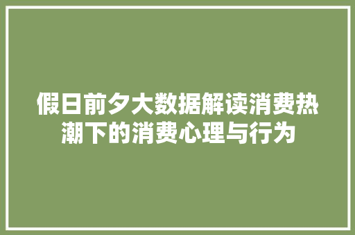 假日前夕大数据解读消费热潮下的消费心理与行为 友链在线