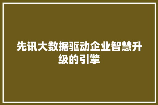 先讯大数据驱动企业智慧升级的引擎 友链在线