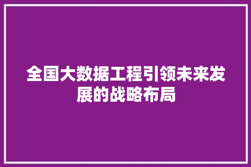 全国大数据工程引领未来发展的战略布局