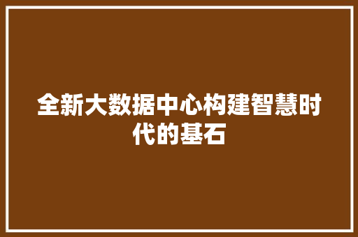 全新大数据中心构建智慧时代的基石