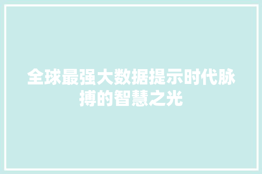 全球最强大数据提示时代脉搏的智慧之光 WordPress教程
