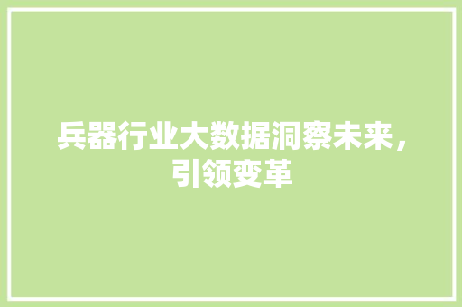 兵器行业大数据洞察未来，引领变革 建站教程
