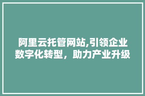阿里云托管网站,引领企业数字化转型，助力产业升级