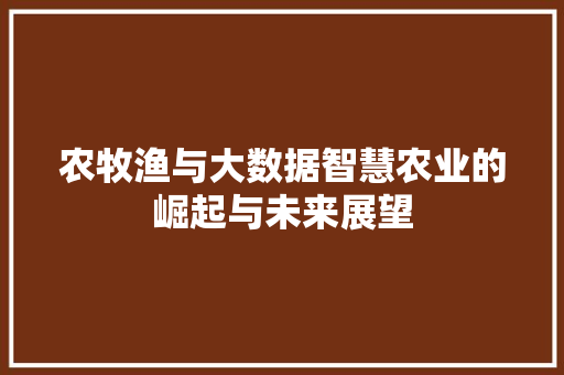 农牧渔与大数据智慧农业的崛起与未来展望