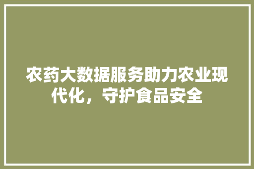 农药大数据服务助力农业现代化，守护食品安全