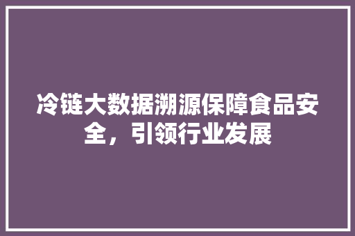 冷链大数据溯源保障食品安全，引领行业发展