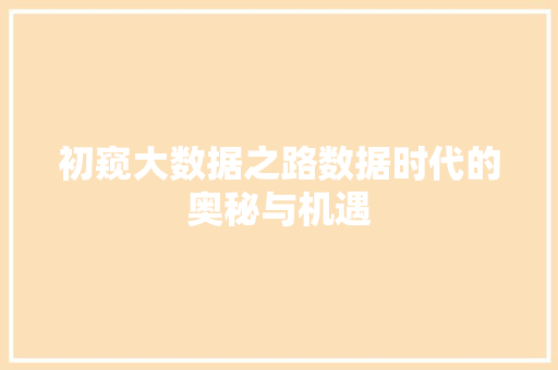 初窥大数据之路数据时代的奥秘与机遇 友链在线