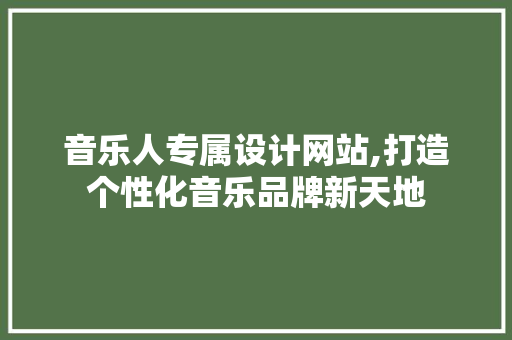 音乐人专属设计网站,打造个性化音乐品牌新天地