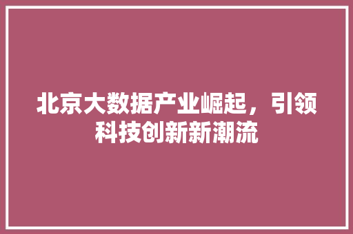 北京大数据产业崛起，引领科技创新新潮流