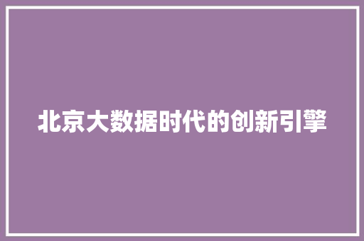 北京大数据时代的创新引擎