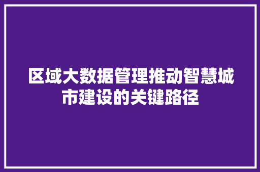 区域大数据管理推动智慧城市建设的关键路径 建站教程