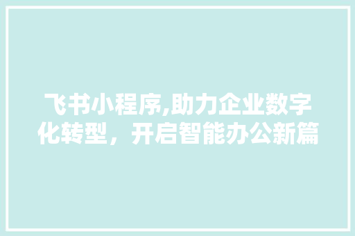 飞书小程序,助力企业数字化转型，开启智能办公新篇章
