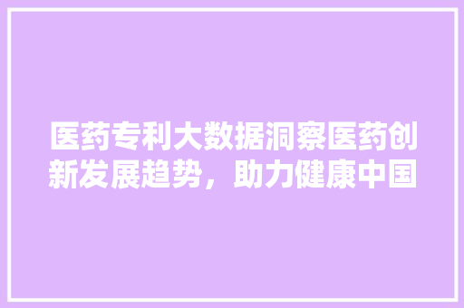 医药专利大数据洞察医药创新发展趋势，助力健康中国建设 建站教程