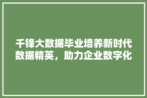 千锋大数据毕业培养新时代数据精英，助力企业数字化转型 建站教程