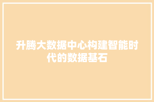 升腾大数据中心构建智能时代的数据基石 SEO教程
