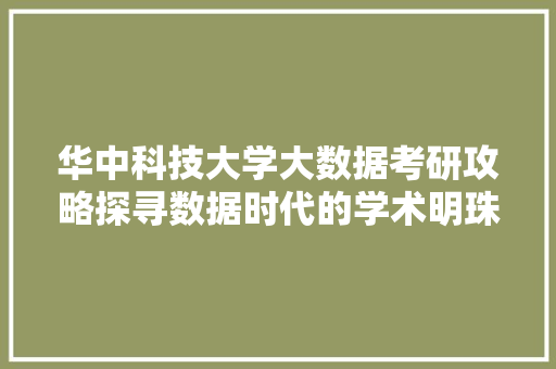 华中科技大学大数据考研攻略探寻数据时代的学术明珠 WordPress教程