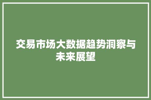 交易市场大数据趋势洞察与未来展望 友链在线