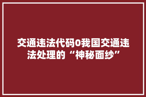 交通违法代码0我国交通违法处理的“神秘面纱”