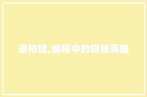 退格键,编程中的隐秘英雄