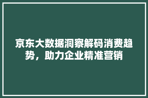 京东大数据洞察解码消费趋势，助力企业精准营销 建站教程