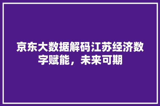 京东大数据解码江苏经济数字赋能，未来可期 友链在线