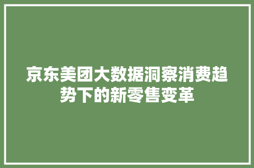京东美团大数据洞察消费趋势下的新零售变革
