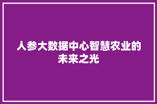 人参大数据中心智慧农业的未来之光