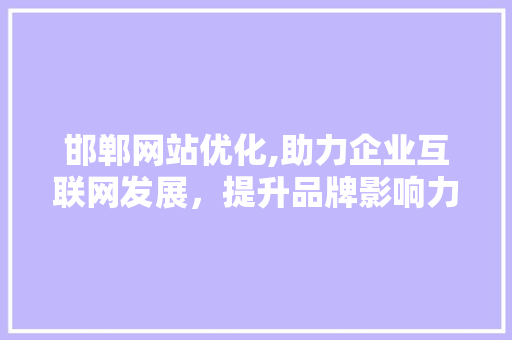邯郸网站优化,助力企业互联网发展，提升品牌影响力