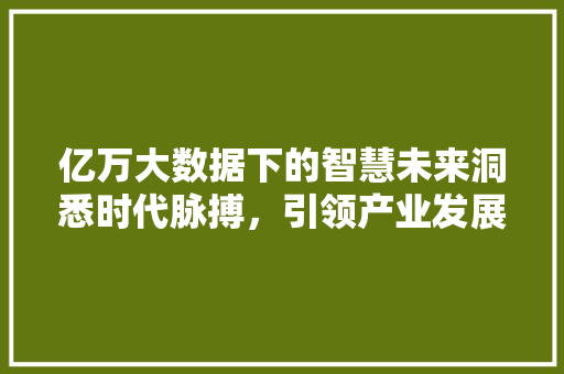 亿万大数据下的智慧未来洞悉时代脉搏，引领产业发展