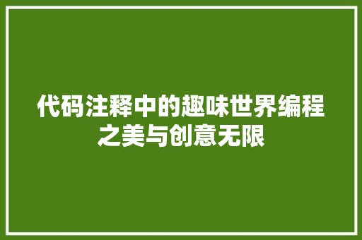 代码注释中的趣味世界编程之美与创意无限 友链在线