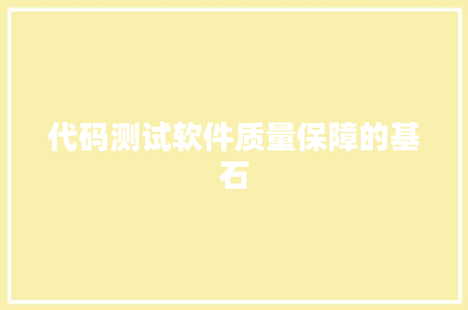 代码测试软件质量保障的基石 SEO教程