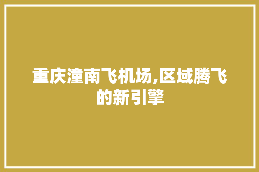 重庆潼南飞机场,区域腾飞的新引擎 重庆潼南飞机场,区域腾飞的新引擎 友链在线